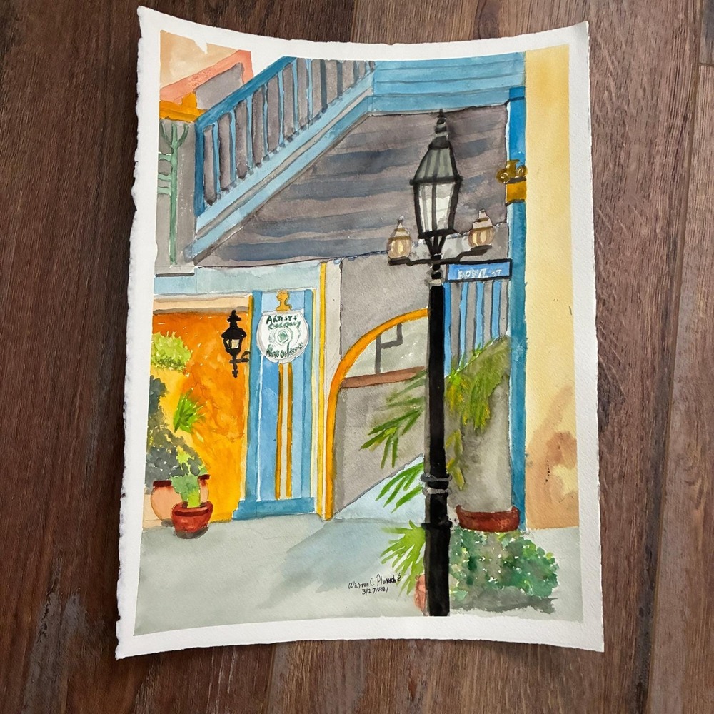 Warren C Plauche New Orleans Court of Two Sisters Original Watercolor Painting